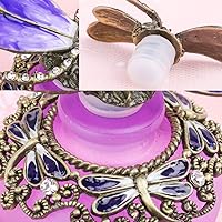 Vista 4 de YU FENG 40ml Botella de perfume de vidrio recargable vacía con libélula púrpura elegante, botella de perfume con tapa de mariposa esmerilada retro