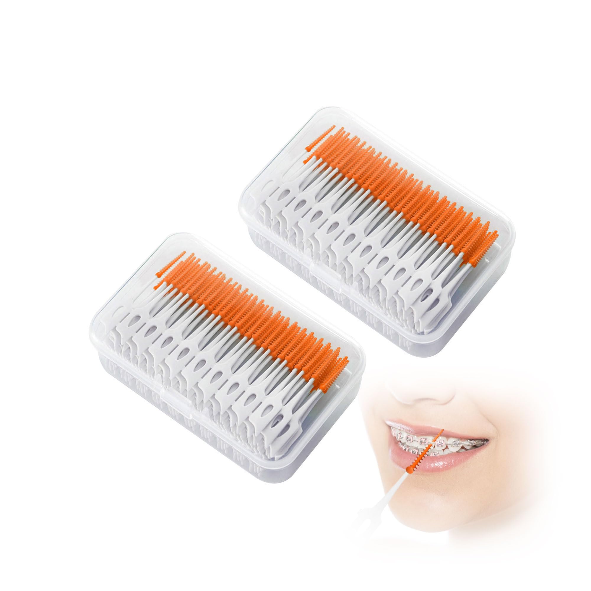 400 PCS for Interdental Brushes Orange,for Easypick Orange Interdental Brush,2-in-1 Silicone Tooth Floss Picks Teeth Floss Sticks Toothpicks Cleaning Tool for Braces Oral Cleaning-image-31