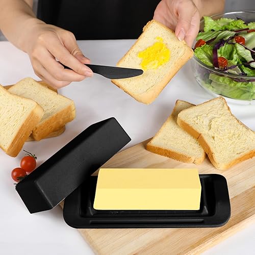 Miniatura 7 de Mantequillera de bambú con tapa y cuchillo, pequeño recipiente para mantequilla para un palo de mantequilla, recipiente para mantequilla para