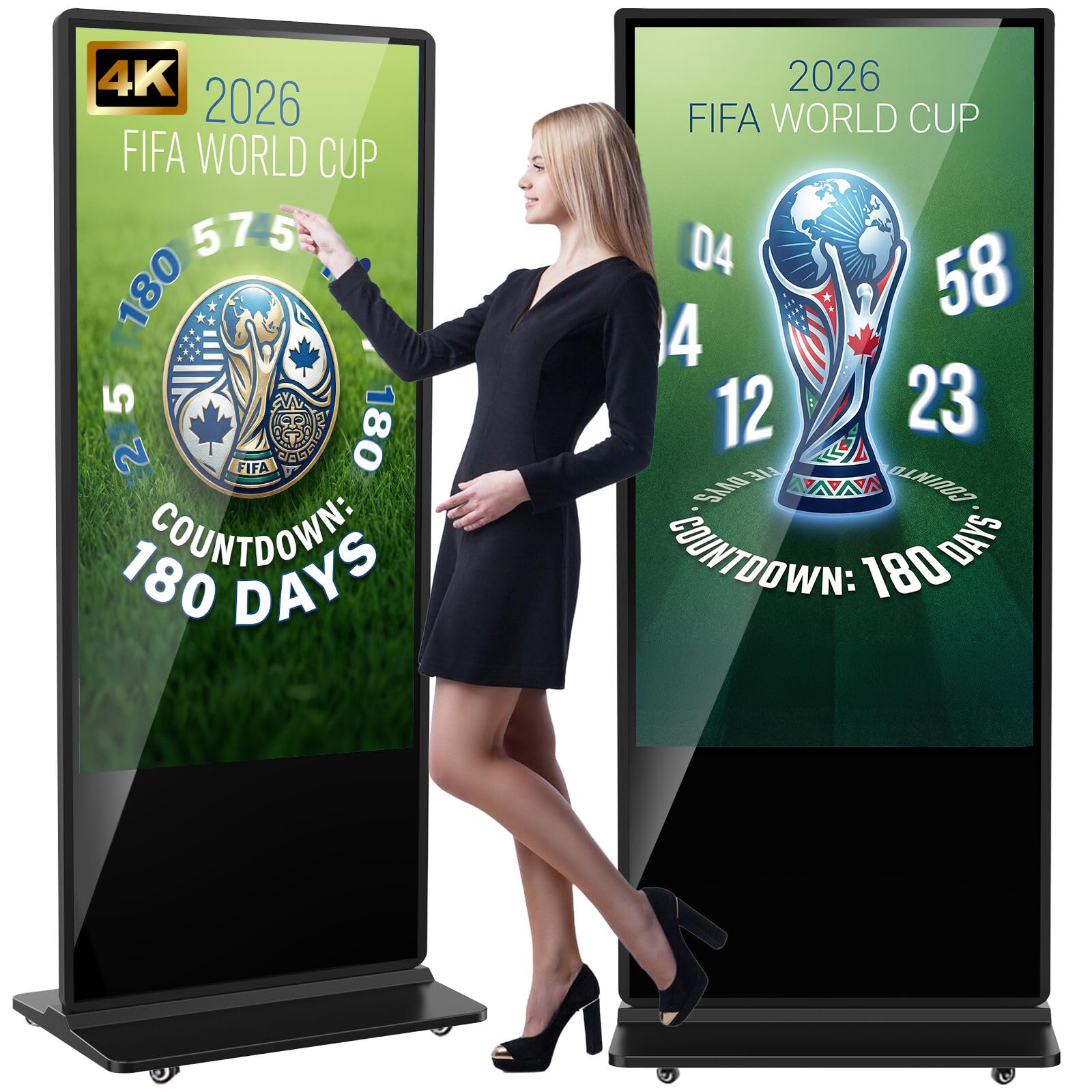 Photo 1 of YCKJNB 65 inch Indoor Digital Signage,CMS Software,4K UHD 2160p LCD Screen IPS Floor Standing Digital Kiosks Interactive Displays with WiFi HDMI/USB Input Auto AD Player, Android OS Black