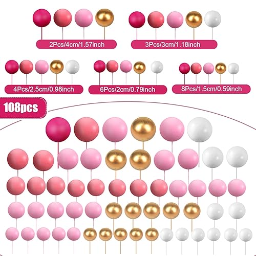 Miniatura 3 de 108 piezas de decoración para tartas de bolas, decoración para tartas de bricolaje, globos de espuma para cupcakes para hornear, decoración para