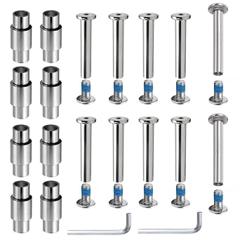 30PCS Inline Skate Replacement Parts Kit - 6mm Aluminum Skate Axles, Stepped Bearing Spacers, Axle Screws & Hex Wrenches, Durable Roller Skate Hardware for 6mm Axle Skates, Silver
