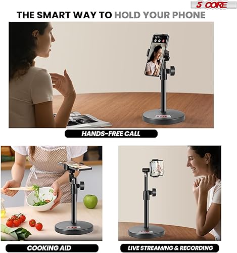 Miniatura 9 de 5 Core Soporte de micrófono 3 en 1 Soporte de micrófono de escritorio Altura ajustable Soporte de microfono con abrazadera para teléfono celular,