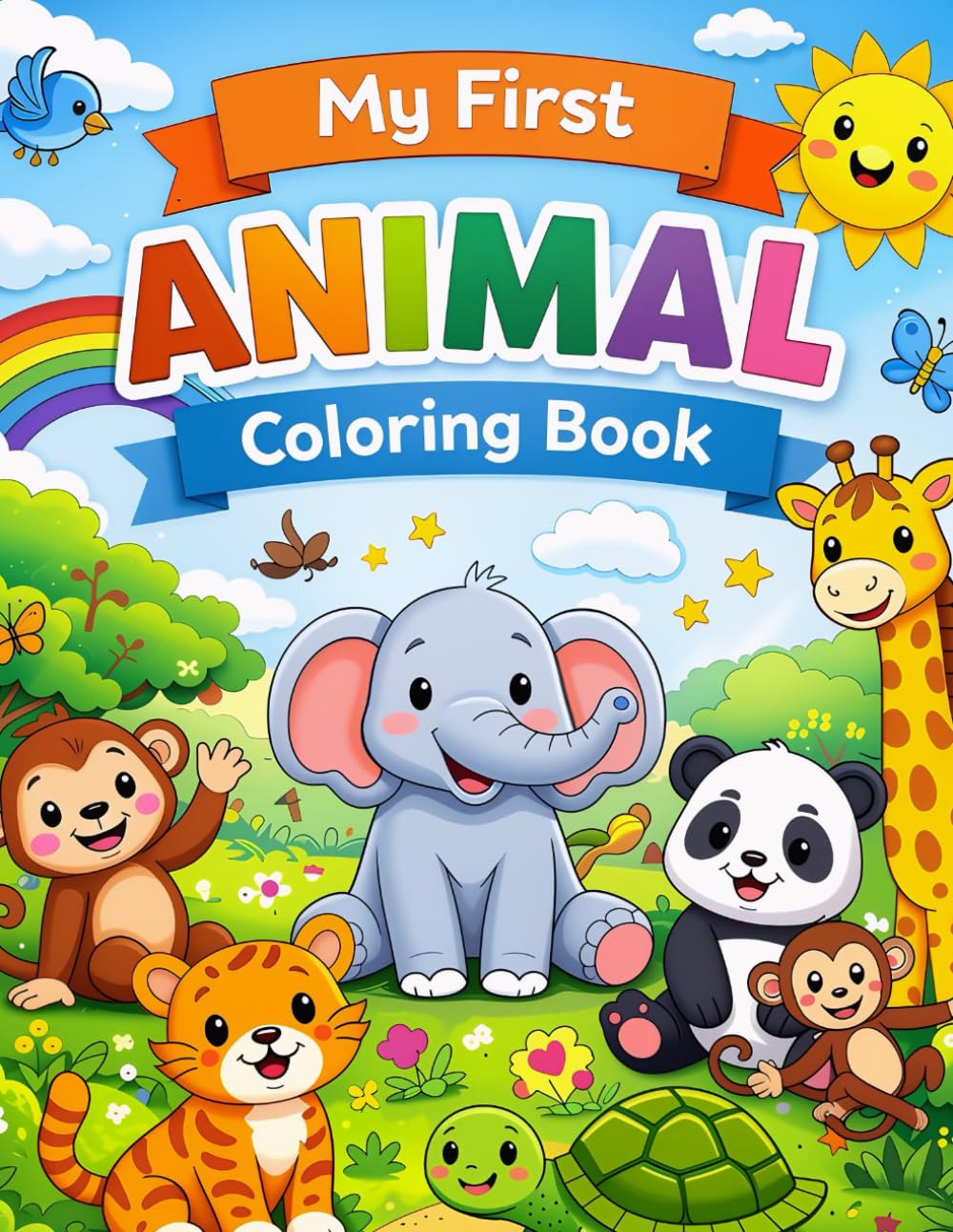 Animal Friends Coloring Book for Kids Ages 3-6: Fun and Easy Animal Illustrations for Kids Ages 3-6 to Color and Learn