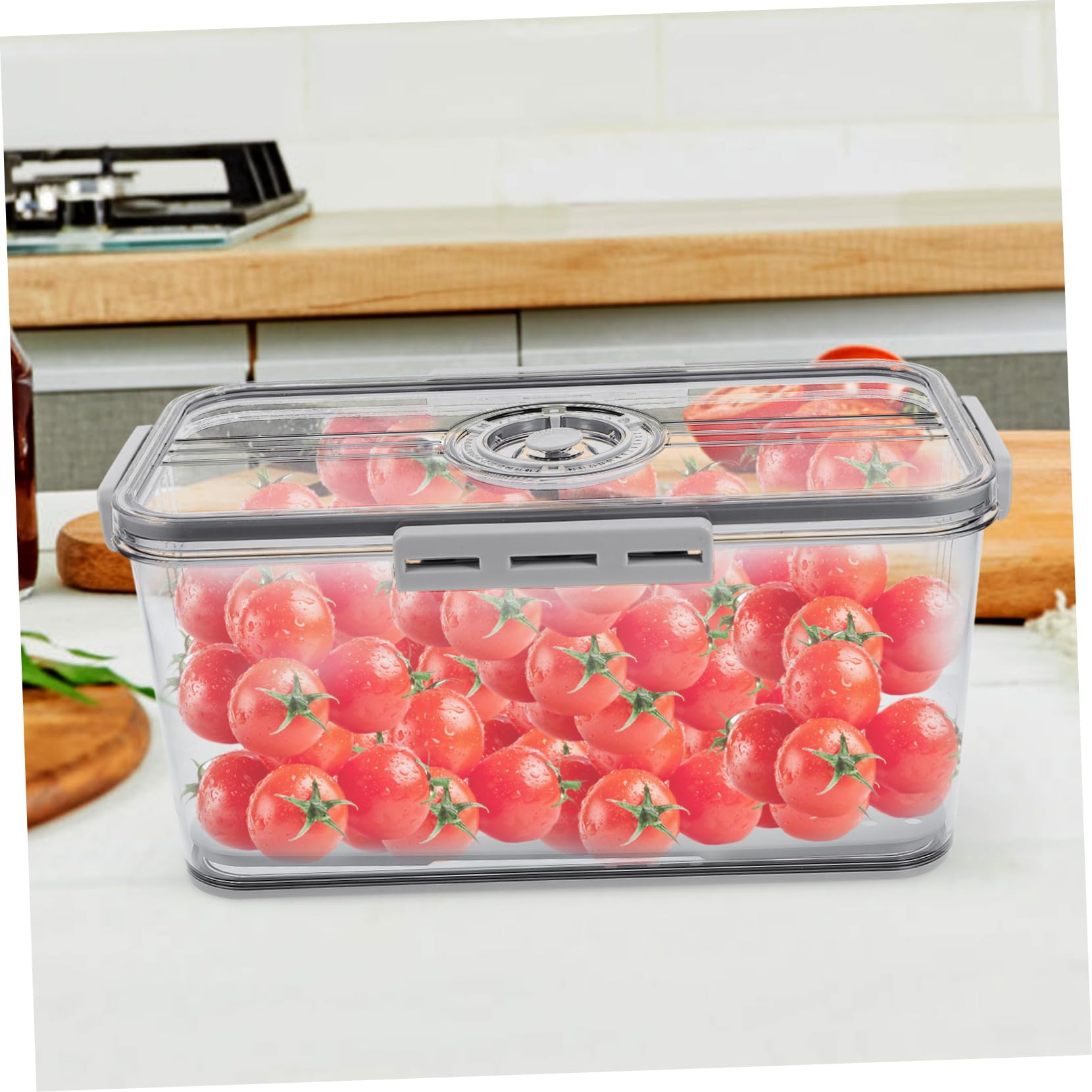 Zerodeko Caja Organizadora para Alimentos y Frutas con Tapa Hermética y Bandeja de Drenaje de Pet para Mantener Frescura en Refrigerador y Congelador