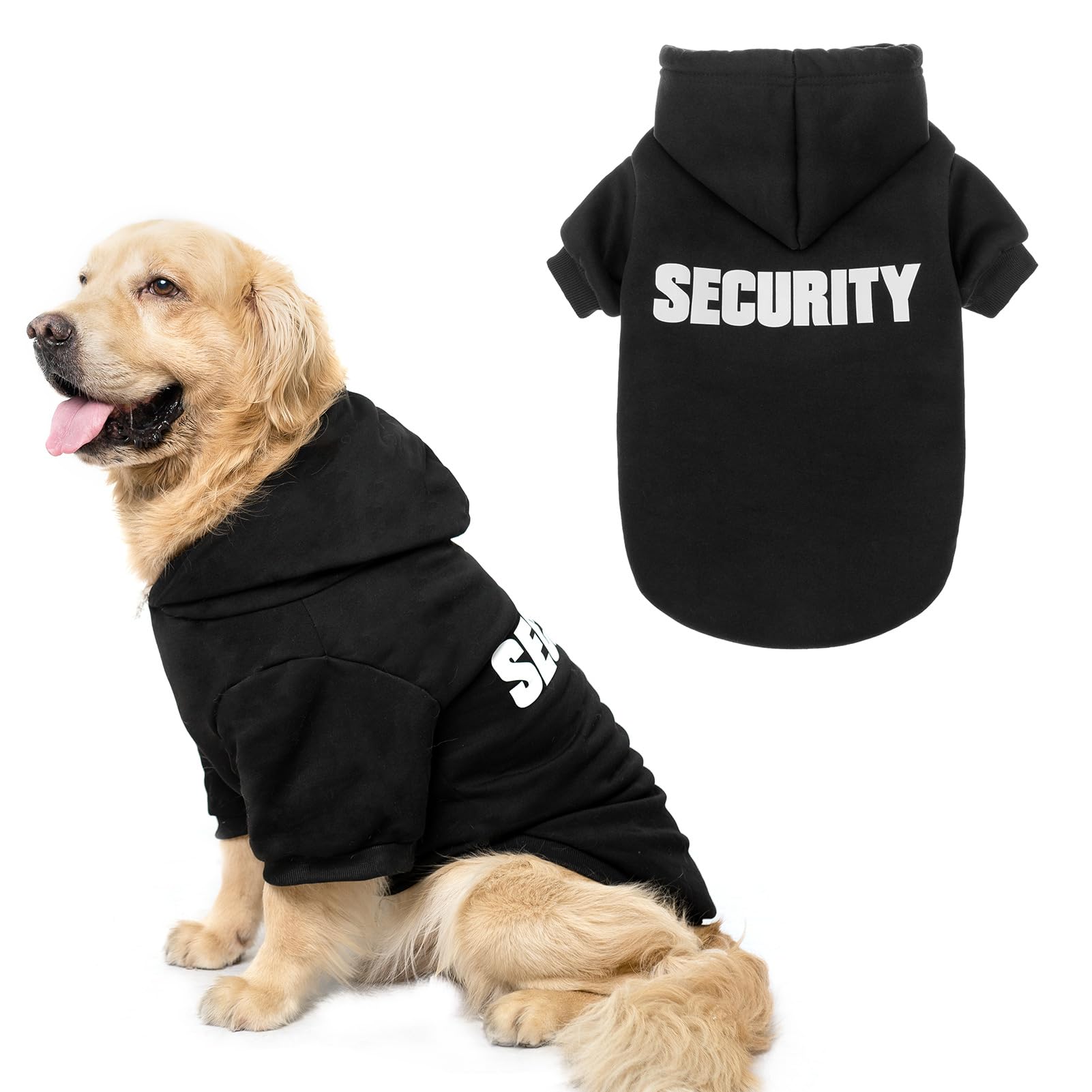 SCENEREAL Security Dog Hoodie Sweaters for Small Medium Large Dogs, Brushed Fleece Dog Clothes with Hat,Soft Cotton Winter Spring Coat All Weather