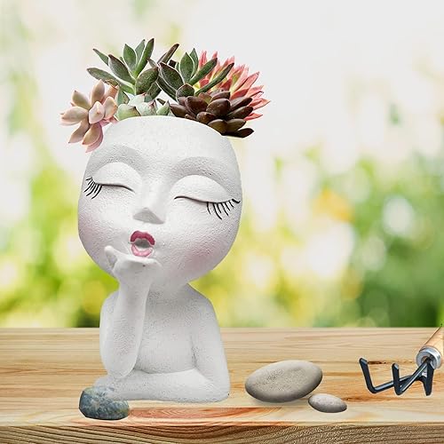 Miniatura 8 de Macetas de cara para plantas suculentas, maceta para suculentas, maceta para suculentas, maceta para suculentas, bonita maceta de resina, maceta de