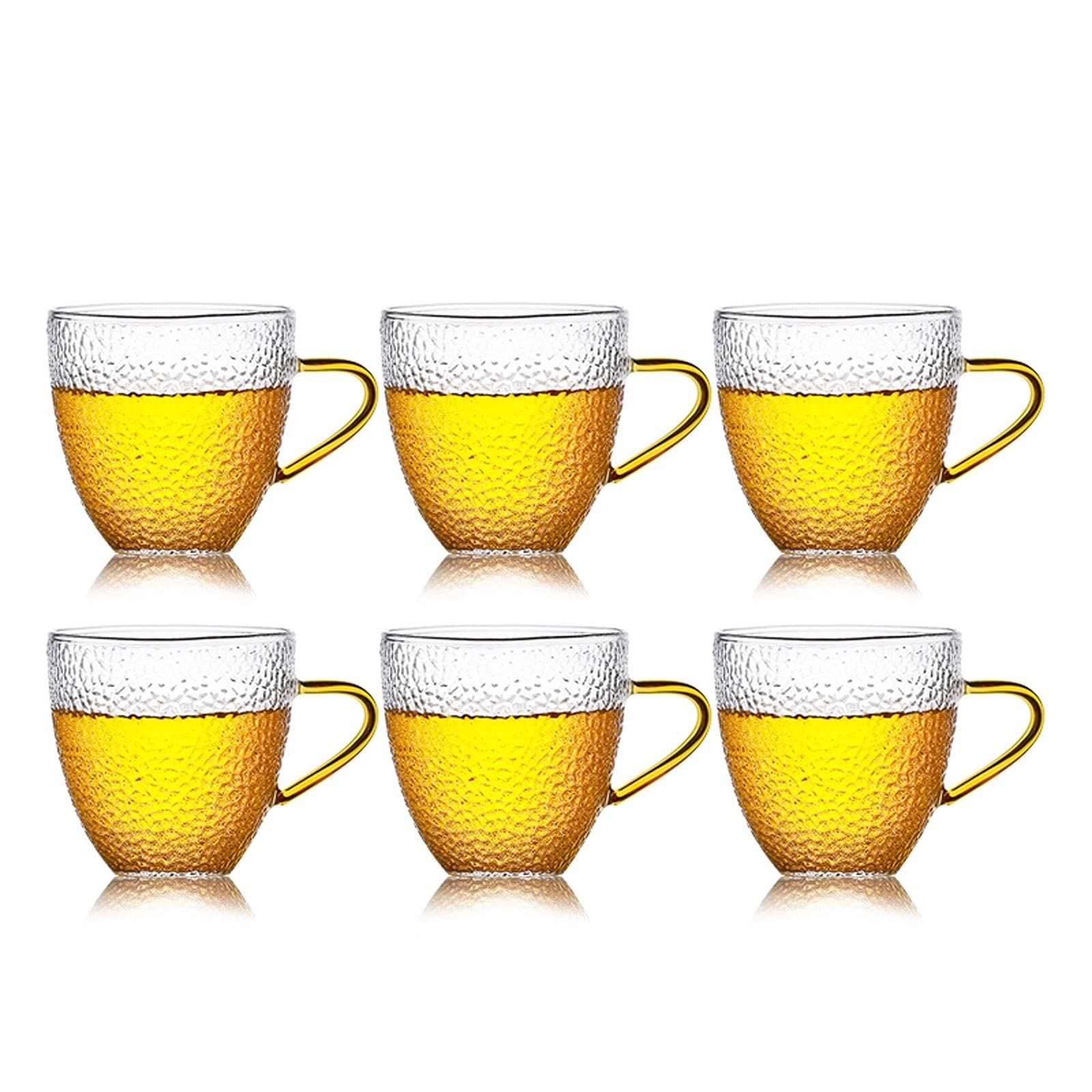 Szklanki Szklane kubki Zestaw 4/6, 6,3oz szkła szerokie usta kubek kawy, szklane kubki herbaty z wygodnym uchwytem, ​​szklanki do picia bezołowiowego Szklanki do wody Szklanka barowa (Color : B)