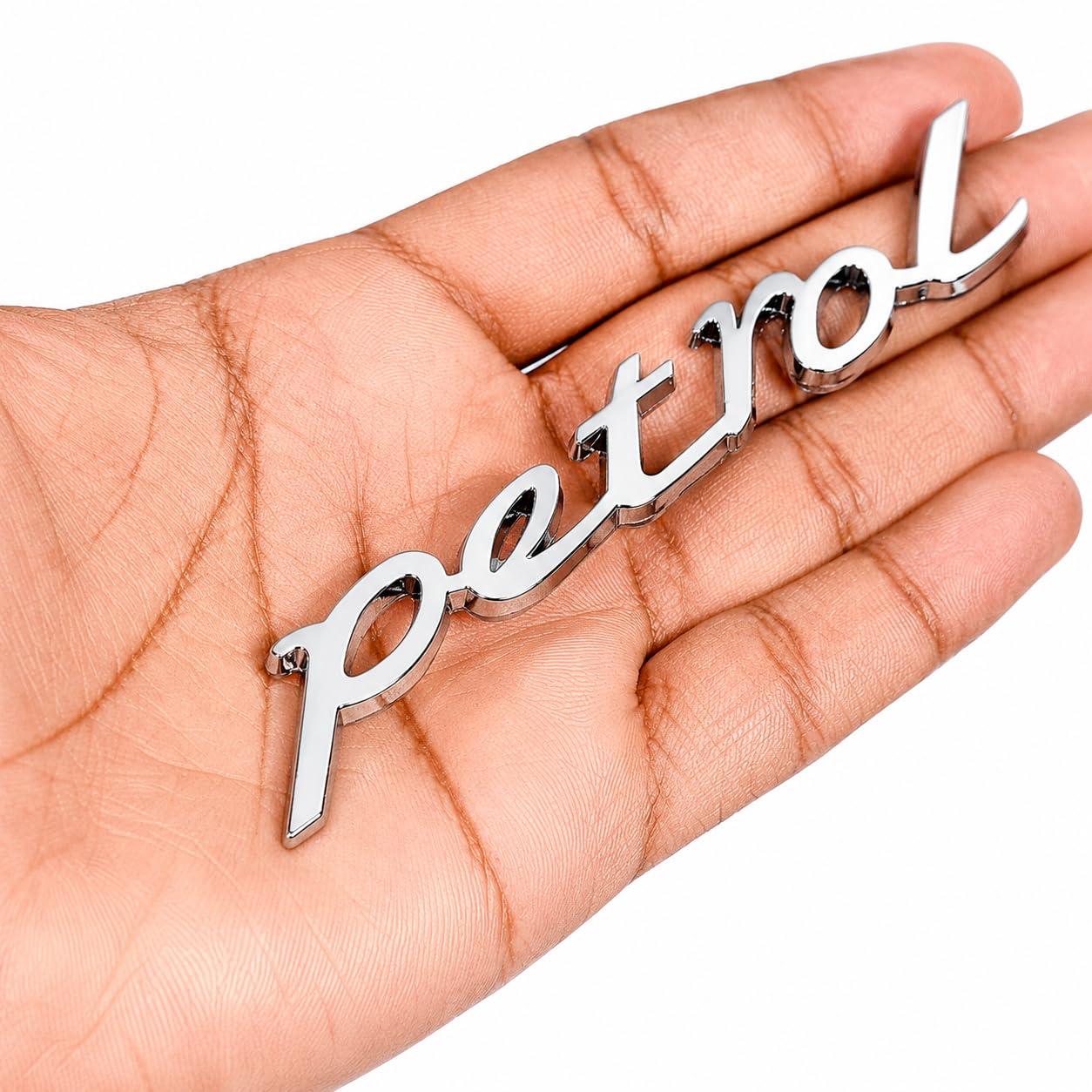 SALIH Petrol Chrome Car Emblem Badge 3D Metal Sticker for Cars | Waterproof Self-Adhesive 3M Logo | Universal Fit (Silver) | Petrol Emblem | Petrol Badge for car | Chrome Petrol Badge-picture-30
