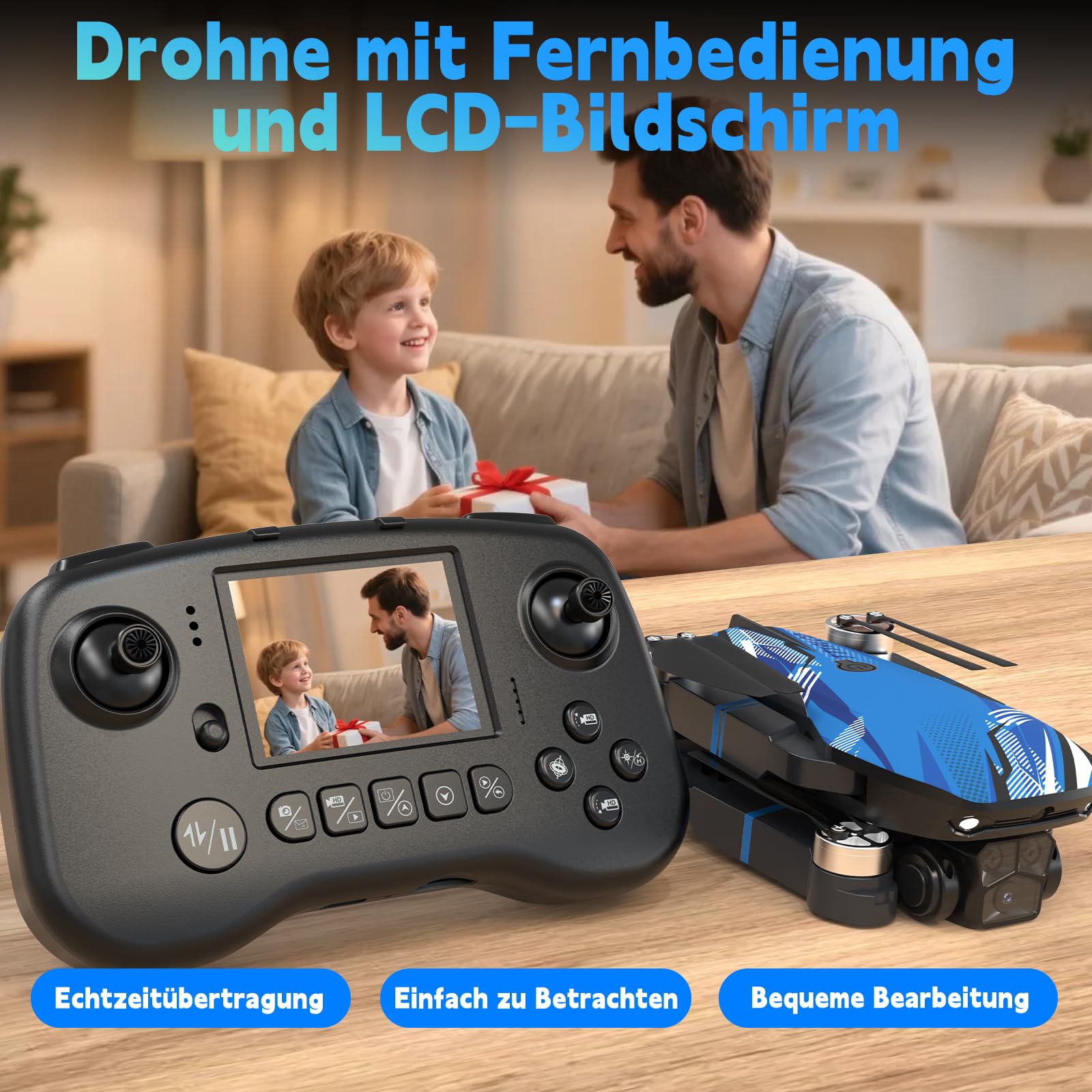 Drohne mit Kamera 4K LCD-Bildschirm FPV Video Bürstenloser Motor 270° Hindernisvermeidung Zusammenklappbarer RC Mini Quadcopter Unter 250G