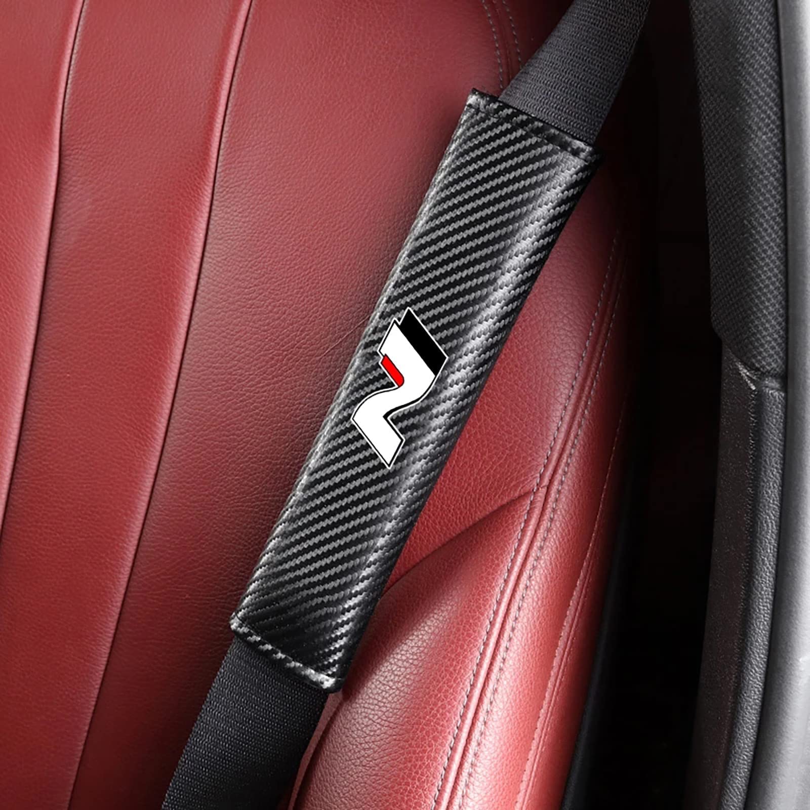 EAGLEG 2er Set Gurtpolster Für Peugeot - Kohlefaser Optik Komfort Schulterpolster