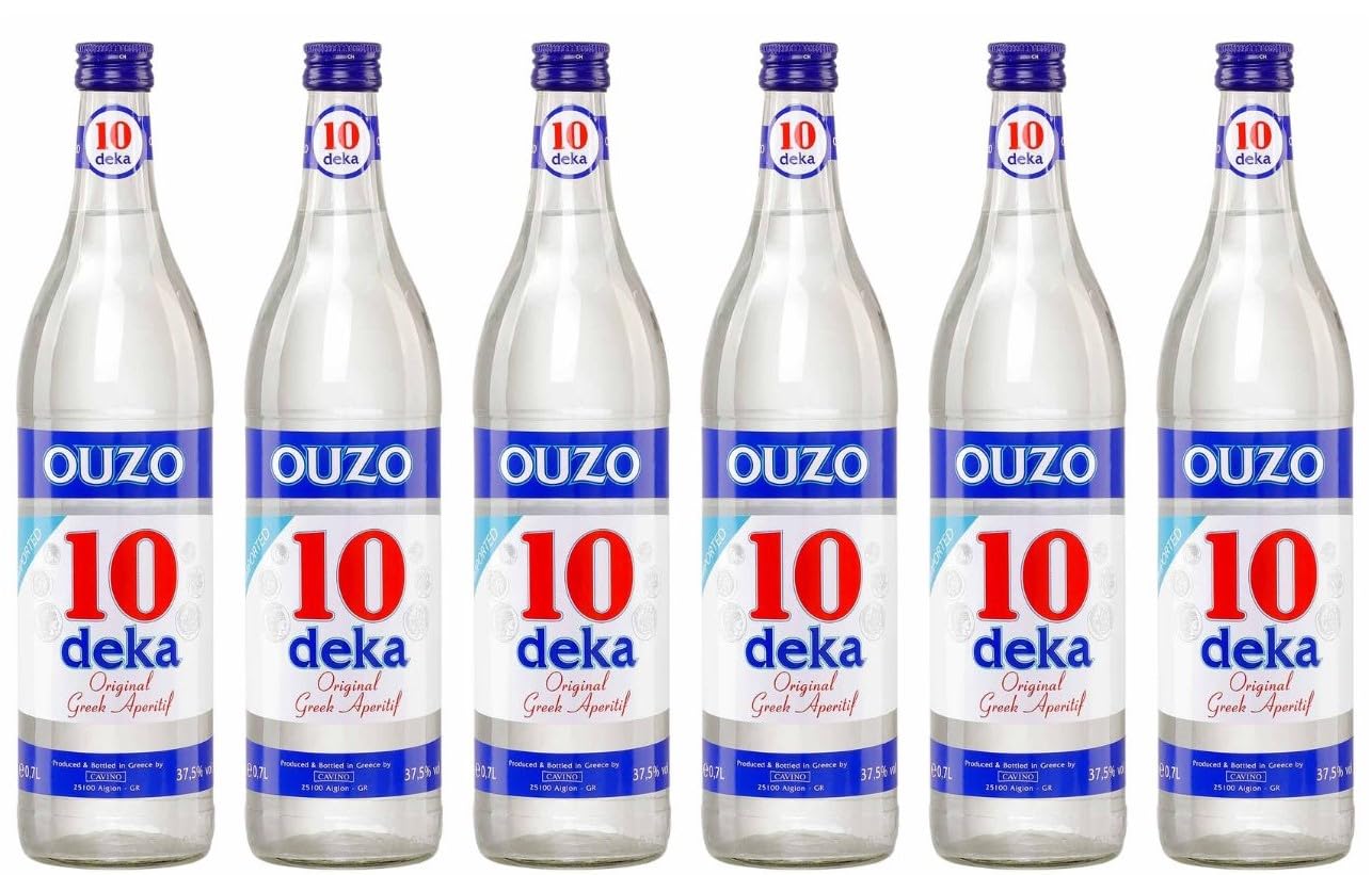 Ouzo 10 (Ouzo Deka) 6x 0,7l 37,5% Vol. | Feiner Ouzo aus Griechenland | +20ml Jassas Olivenöl