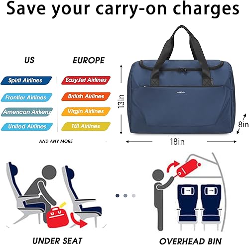 Miniatura 2 de ECOHUB Para Spirit Airlines - Bolsa de artículos personales de 18 x 14 x 8 pulgadas, plegable, artículos esenciales de viaje, bolsa de viaje para