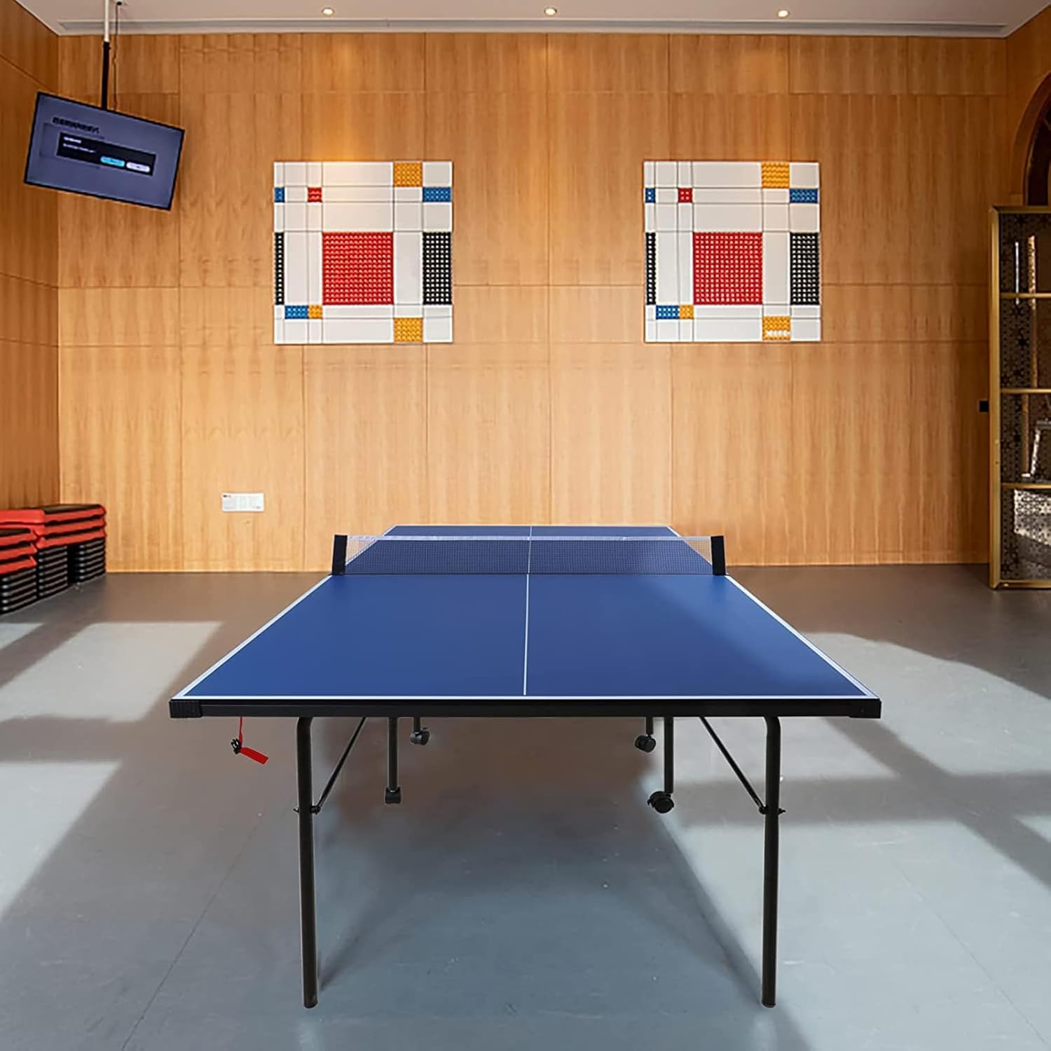 7FT Foldable Ping Pong Table with Playback Mode for Solo & 2-Player Games - Indoor Tennis Table Set Includes Net, 2 Paddles & 2 Balls for Professional Practice Training for Adults/Teens