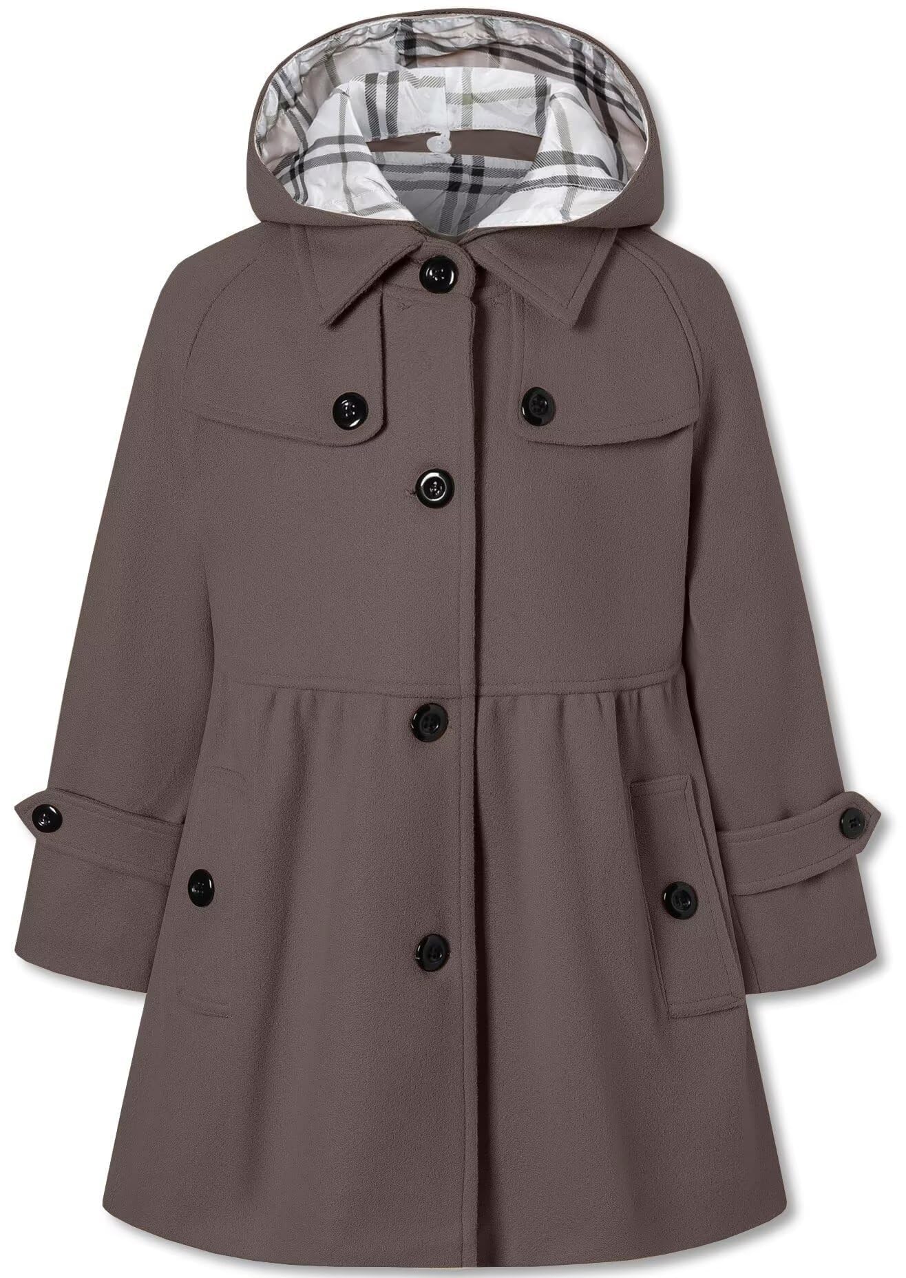 Betusline Girls' Dress Coat Hoodie Wool Blend Coats Fall Winter Peacoat