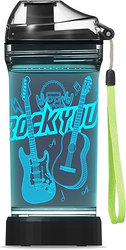 Botella de agua para niños con luz LED de guitarra brillante 3D, Tritan sin BPA, taza de viaje creativa ideal para regalo de música para el regreso