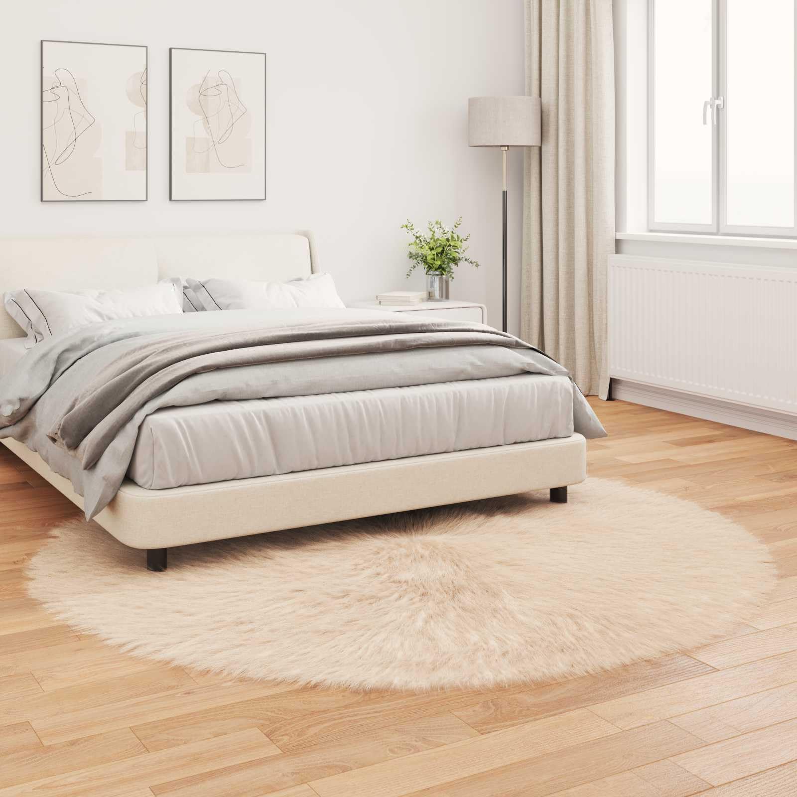 Tappeto in pelliccia di pecora sintetica, rotondo, Ø 160 cm, beige