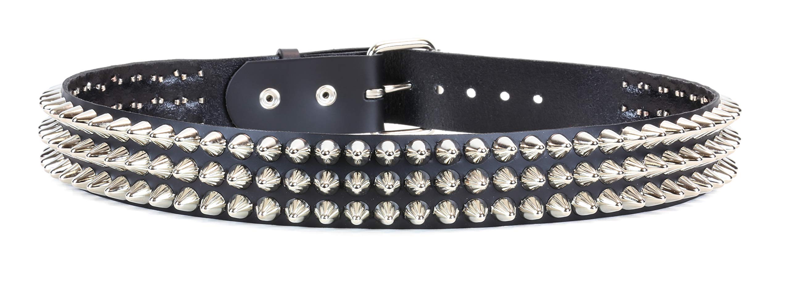 Three Row UK77 1/2" Conical Stud Belt USA Made Genuine Leather Punk Goth Thrash Metal