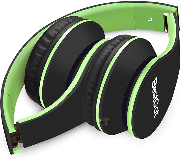 BestGot Cuffie per Bambini per Bambini Ragazzi Adulti con Volume Microfono in Linea per Scuola, Tablet, Smartphone, Cuffie PS4 con Connettore da 3,5 mm Cavo Rimovibile (nero/verde) - 5
