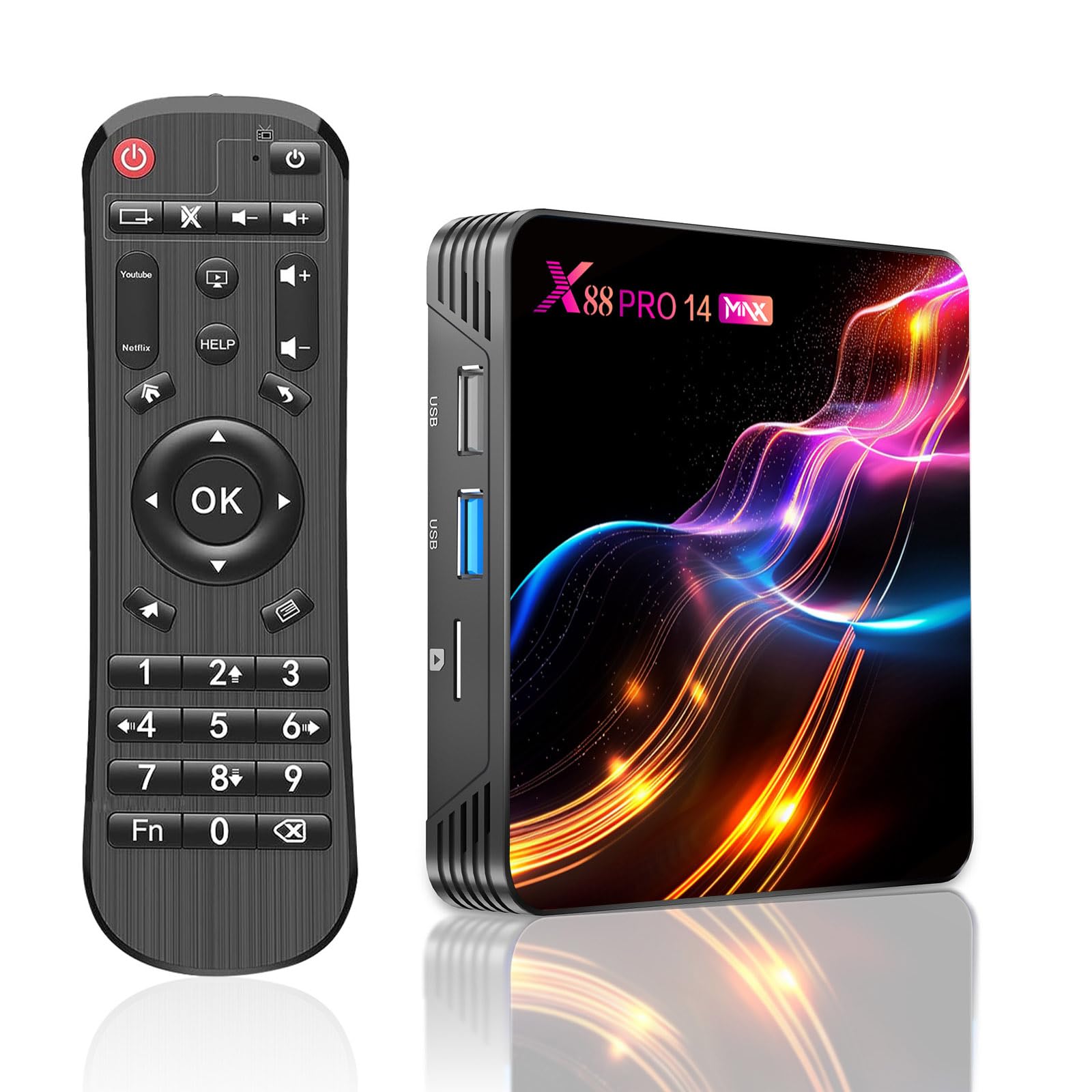 Android TV Box,Sohiset Android 14.0 TV Box with 4GB RAM 64GB ROM RK3528 Quad-Core 64bit Cortex-A53 Mali 450 MP2 GPU Support 2.4/5.0GHz WiFi BT5.0 10/100M Ethernet 8K 3D DLNA USB3.0 HDMI 2.0 H.265