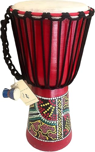 JIVE Marca Djembe Tambor Bongo Congo de madera africana de calidad profesional con base pesadaincluye llavero de tambor (16 pulgadas de alto pintado)