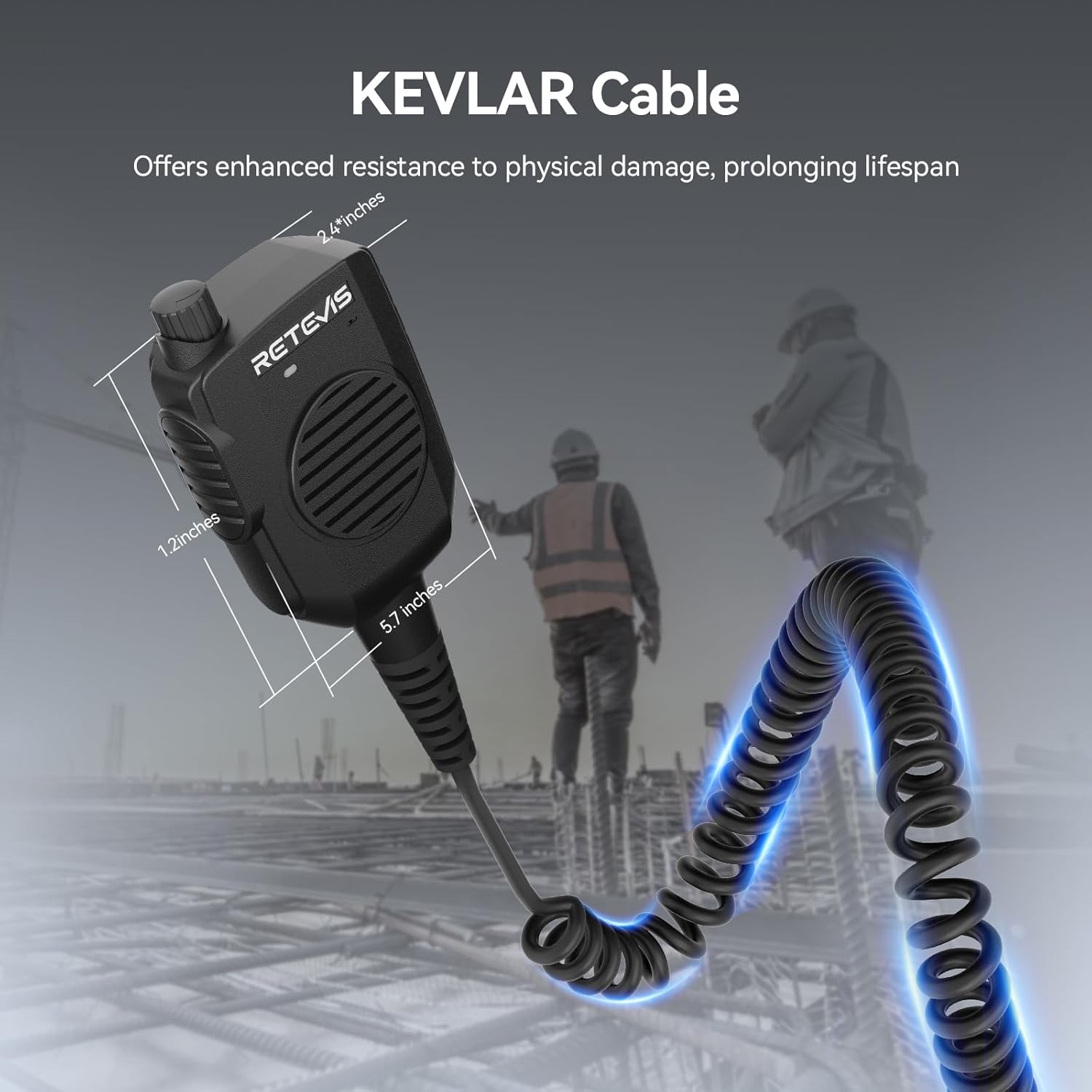 Retevis Walkie Talkie Speaker Mic,AI Noise Reduction,IP54 Waterproof,Kevlar Cable,for HD1 HD2 RT29 RT29D RT48 NR30 NR30S NR30D RB23,Compatible with Motorola GP328 Plus GP344 Two Way Radio (2 Pack)