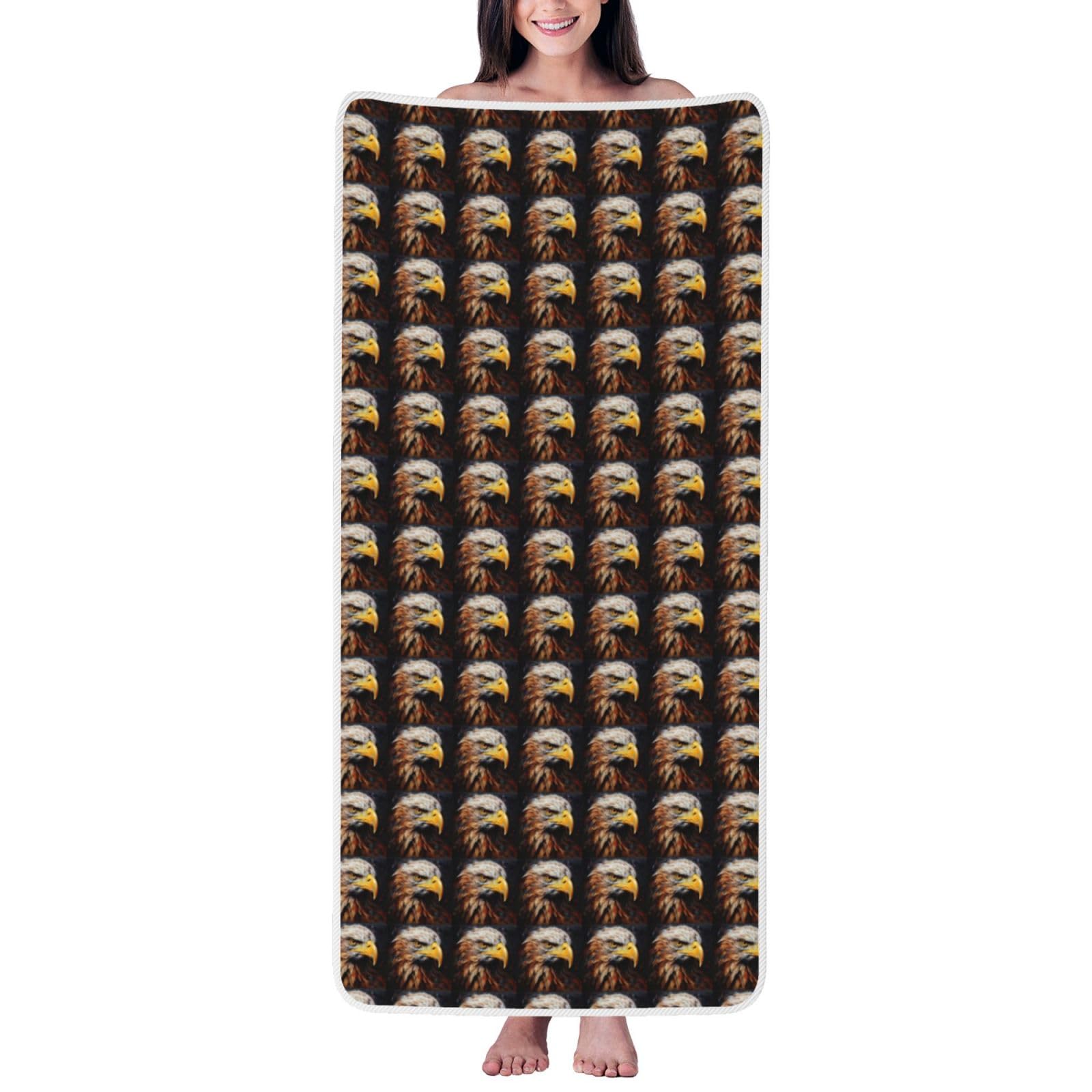 Tamiger Eagle Print Unisex Coral Velvet Bath Towel For Home Bathroom Hotel Spa Beach Travel Daily Use