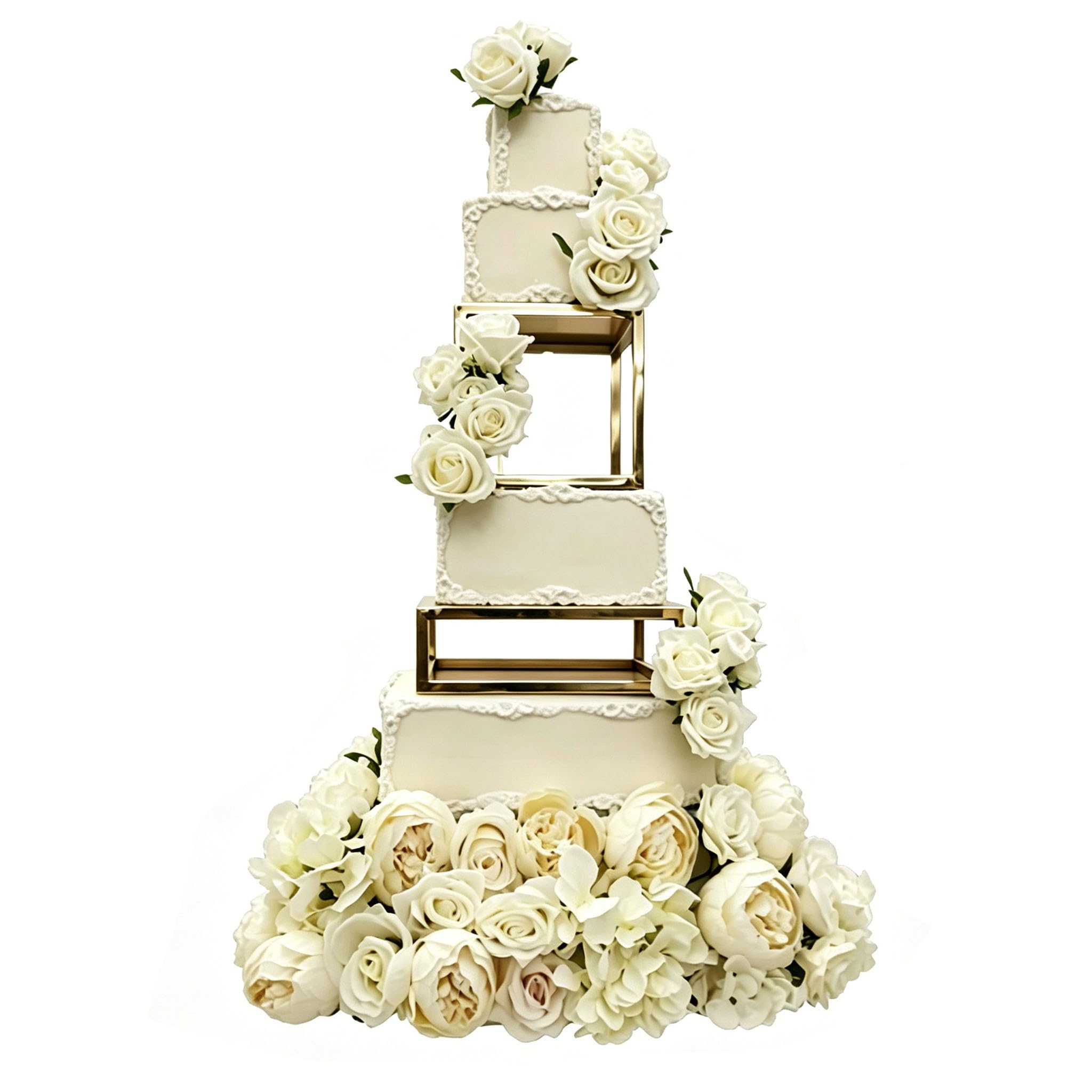 Photo 1 of ***SIMILAR ITEM***ANGYGH 2PC Metal Wedding Cake Stand Gold Square