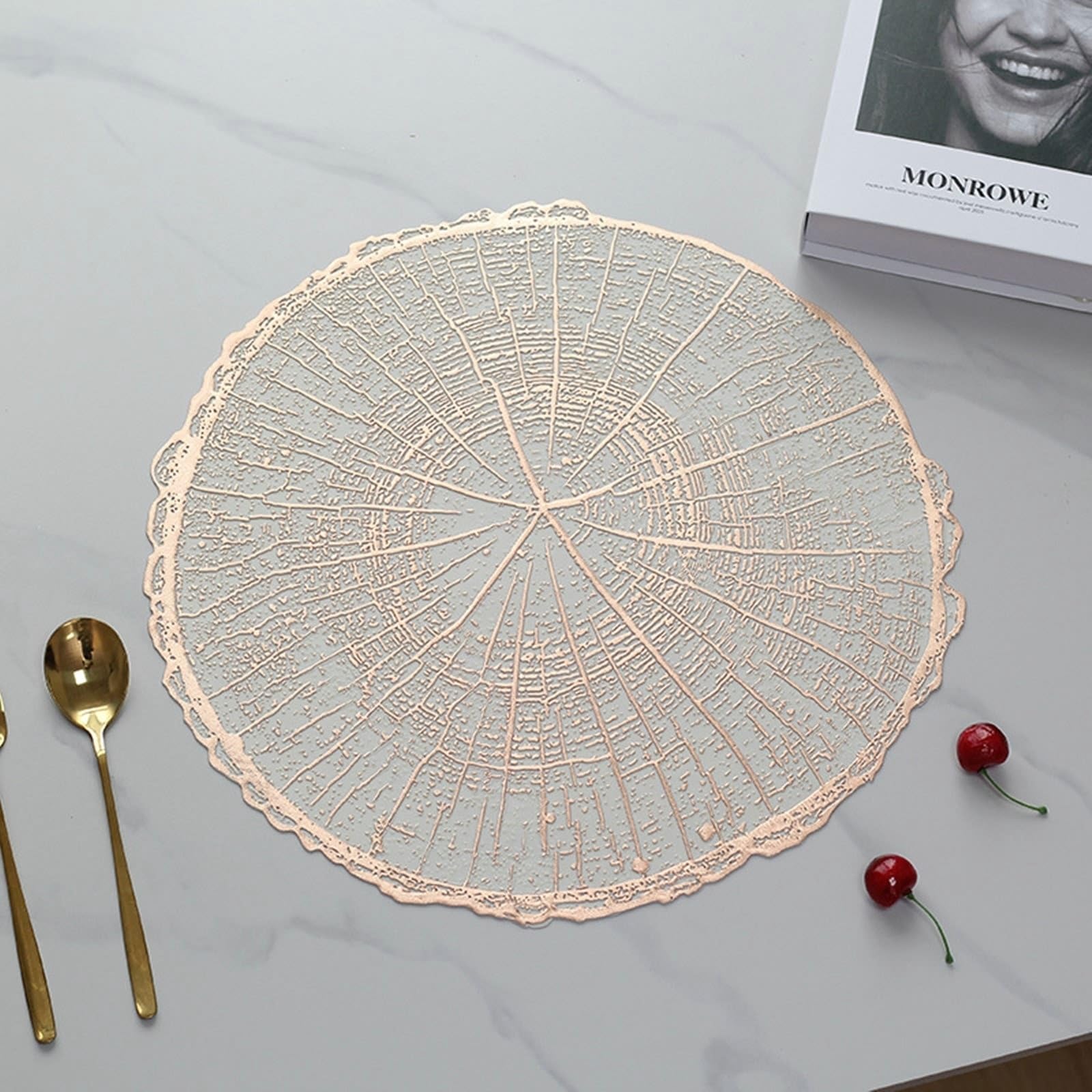 Set de table rond or rose anti-tache de 38 cm pour protéger votre table
