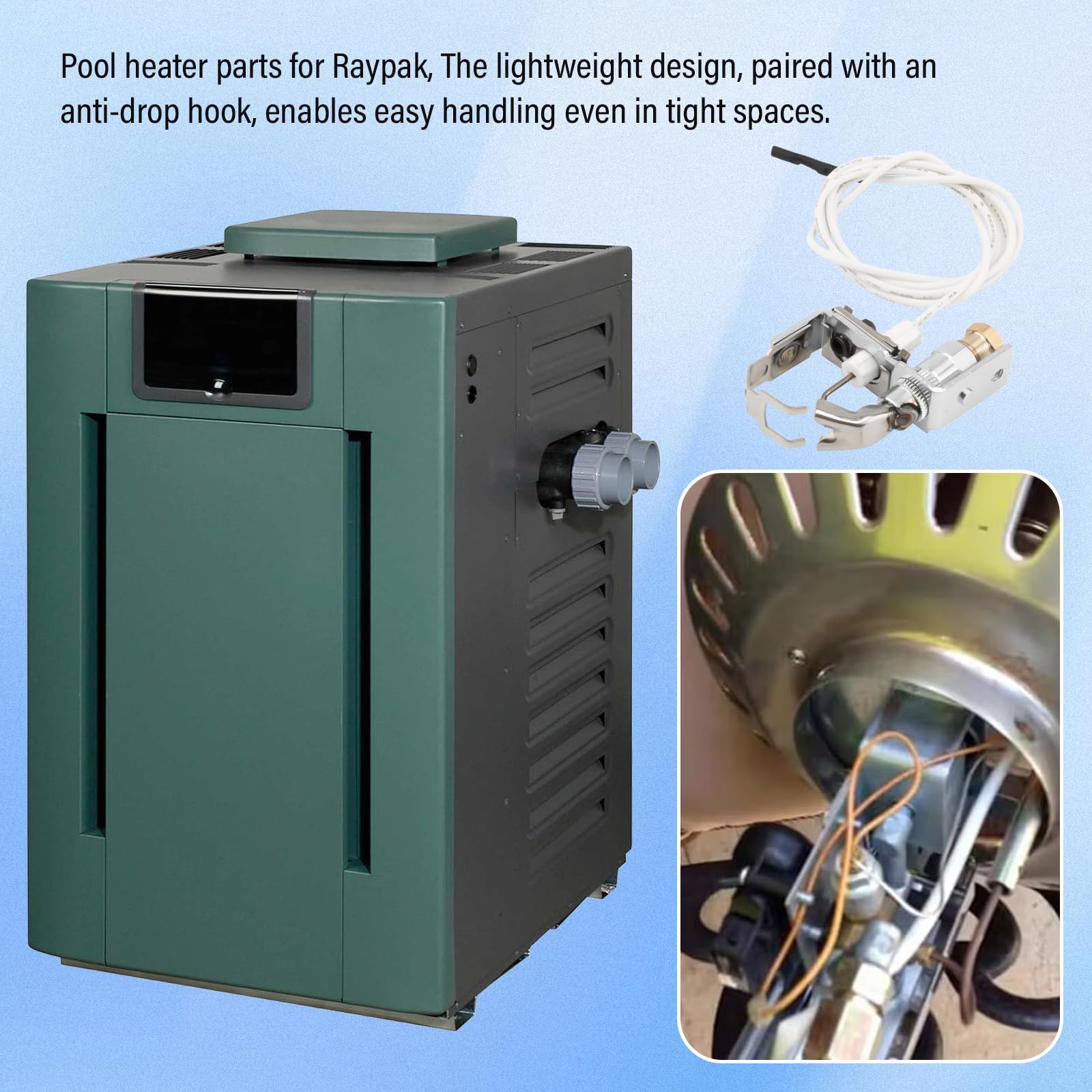 002003F Pilot Natural/Tapa de propano compatible con el calentador de piscina Raypak, repuesto para Raypak 106A, 206A, 266A, 336A, 406A, 405B, R403, RP2100, R156A, calentador de piscina y spa