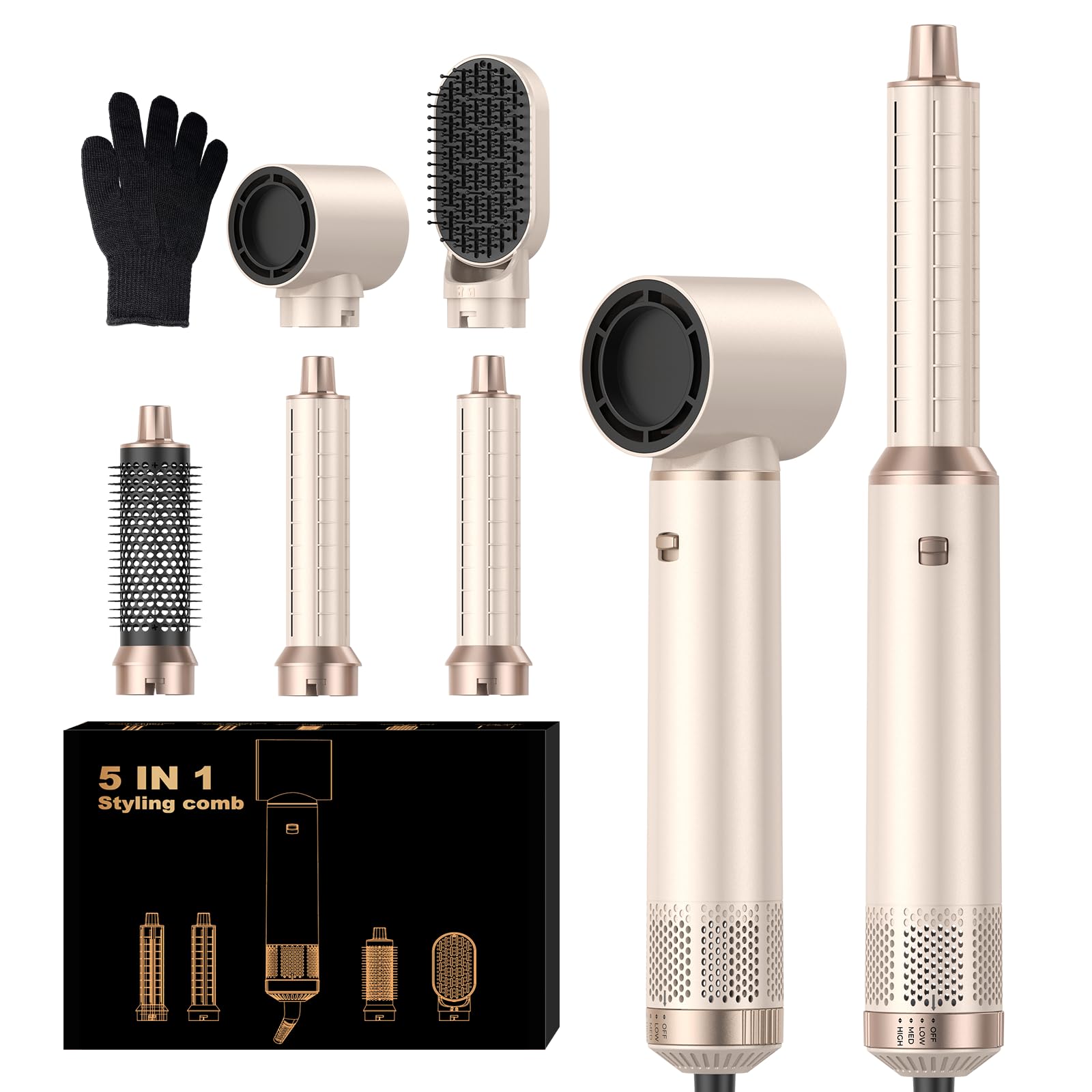 5 in 1 Hair Dryer Brush Set Negative Ion Blow Dryer Brush Upgrade Hot Air Brush Air Styler