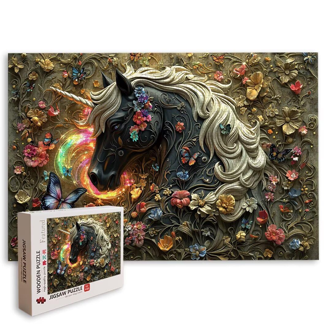 Puzzle 5000 elementów, jednorożec, dla dorosłych, drewniane puzzle