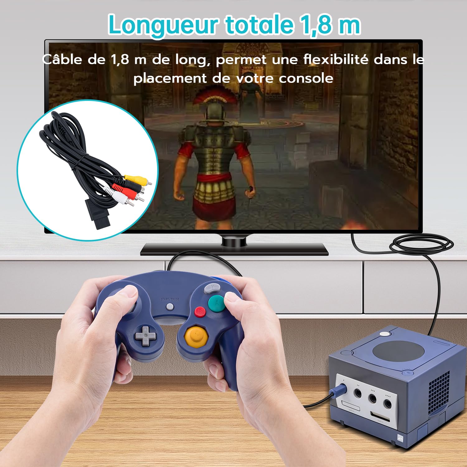 Mcbazel Gam3Gear Câble S-Vidéo AV pour Console SNES/N64/Gamecube PAL | Câble Audio Vidéo Compatible PAL avec Résistance Intégrée | Image Nette et Claire pour les Jeux Rétro