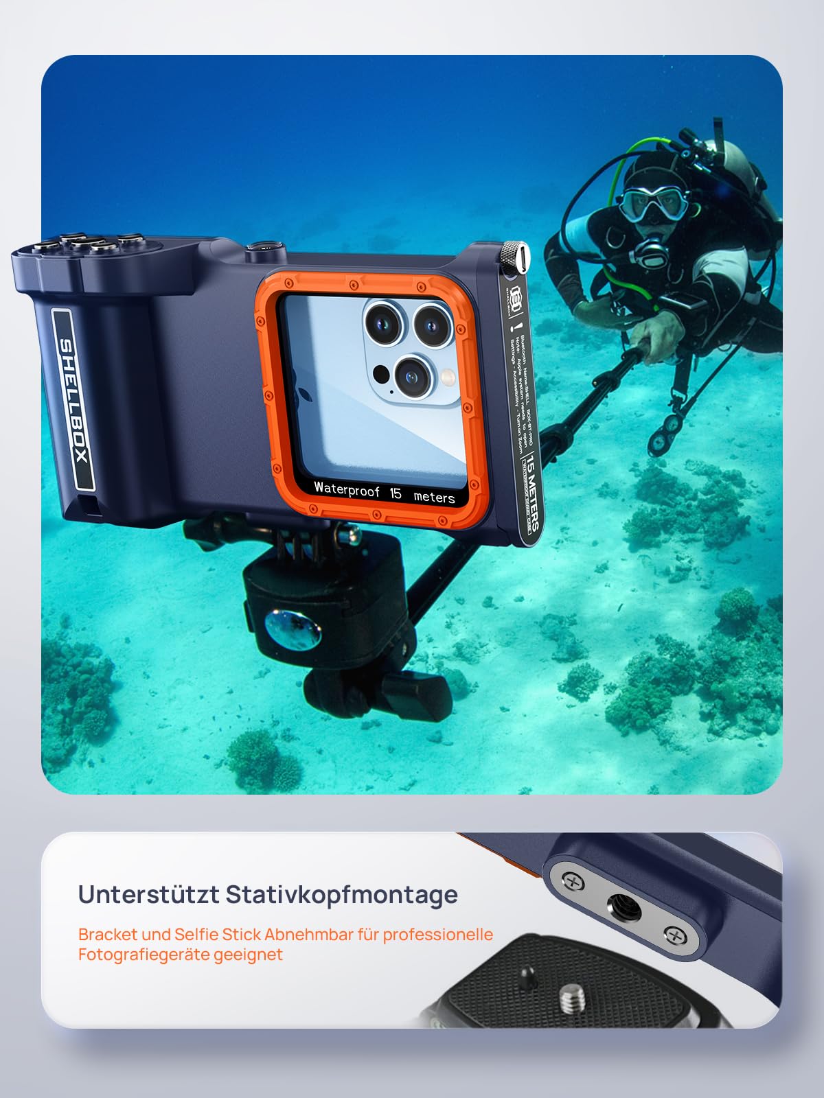 Lanhiem wasserdichte Hülle 15M [Universal] IPX8 Handyhülle Tauchen Professionelle Kompatibel mit Bluetooth, Unterwasser Hülle für iPhone, Samsung, XiaoMi, Google und Smartphones 4,7–6,9 Zoll, Blau