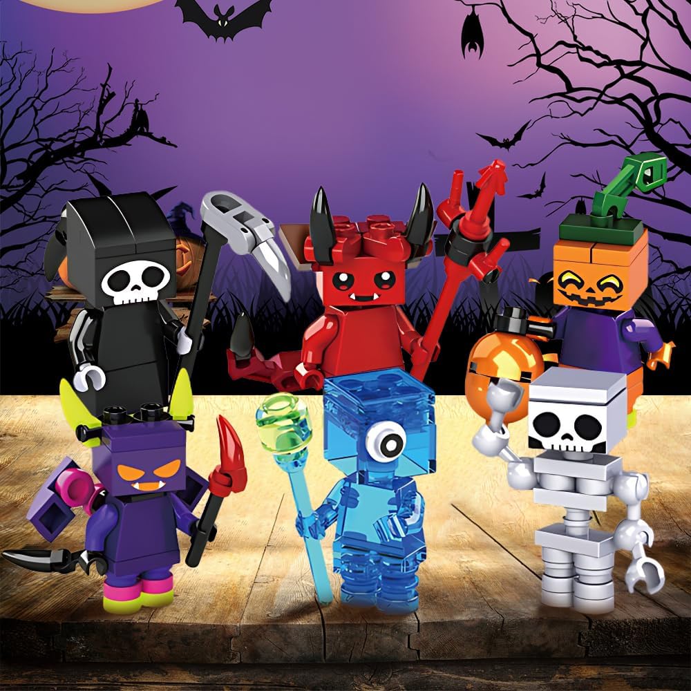 Verceco 6pc Halloween Mini Set Build Blocks Toys for Kids Adult Christmas Homecoming Gift