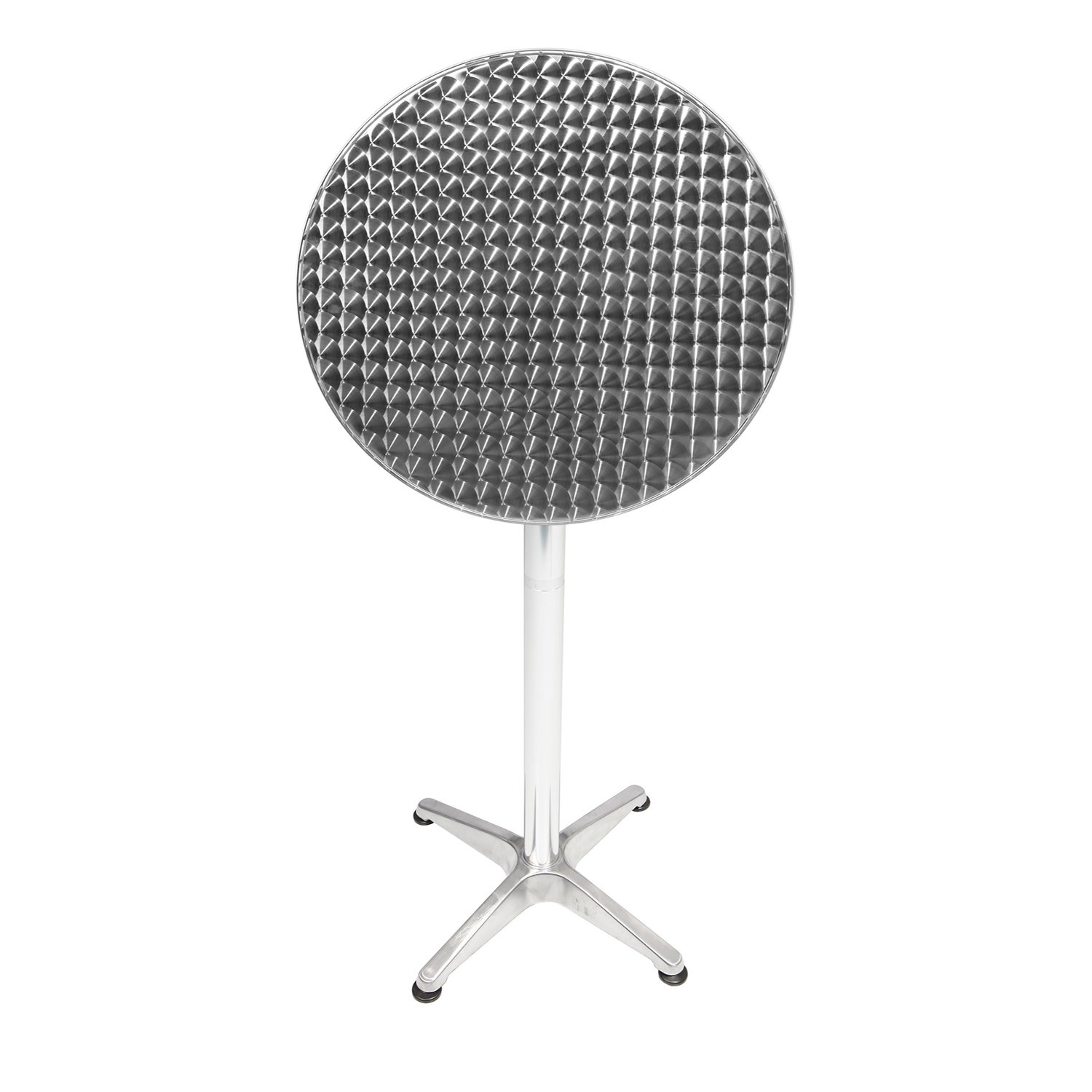 Tavolo da bistrò pieghevole regolabile in altezza argento diametro 60 cm altezza 70/110 cm