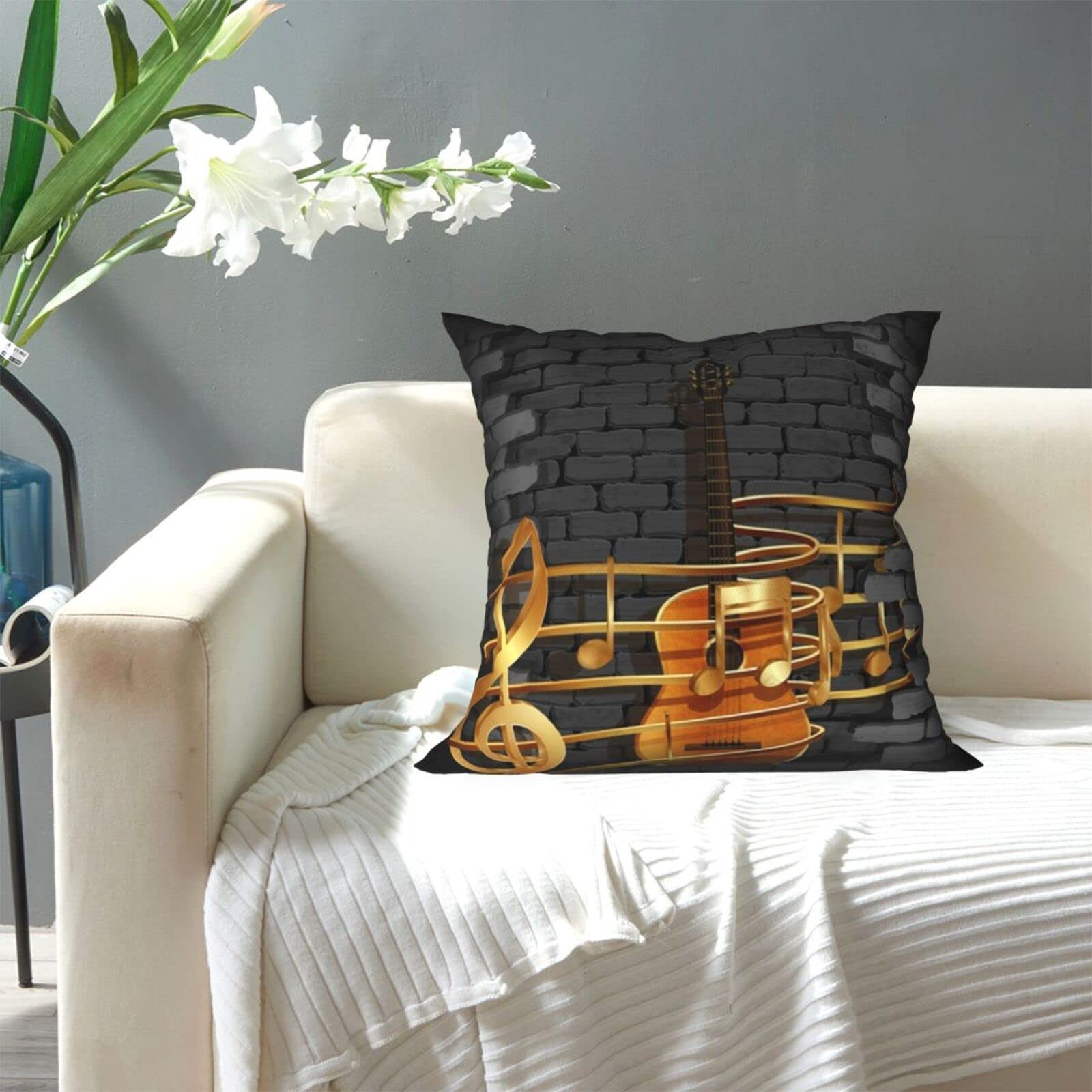 Housse De Coussin Guitare Acoustique 30x46cm - Taie D'Oreiller Décorative Fermeture Éclair