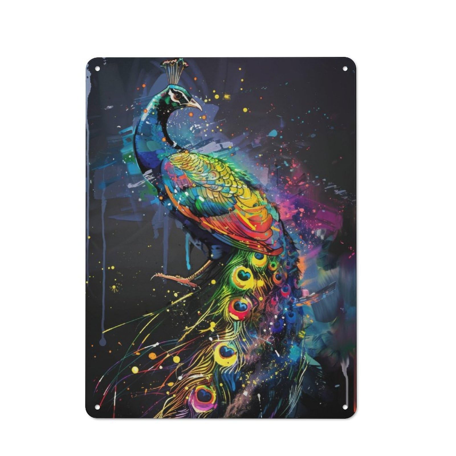 Junmoney Peacock Popart Painting Vintage Tin Sign 40X30cm With For Kitchen Or Home Bar, For Retro Home Interiors, For Cafés, Pubs And Restaurants