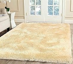 Carpets for Living Room 6 x 8 FEET Handmade Microfiber Anti Skid Cozy Super Soft & Fluffy Shaggy Carpets for Bedroom (Gold)