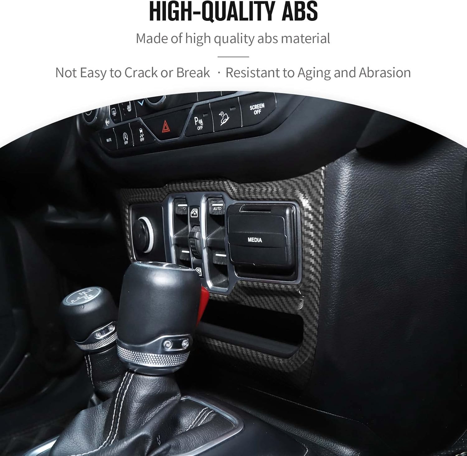 JeCar Window Control Panel Trim Cover Interior Decoration Accessories Compatible with Jeep Wrangler 2018-2023 JL JLU, Carbon Fiber Texture