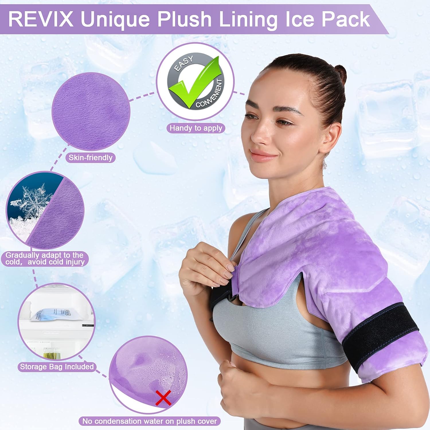 REVIX Shoulder Ice Pack for Injuries Reusable Gel and Hip Ice Pack Wrap for Bursitis Pain Relief