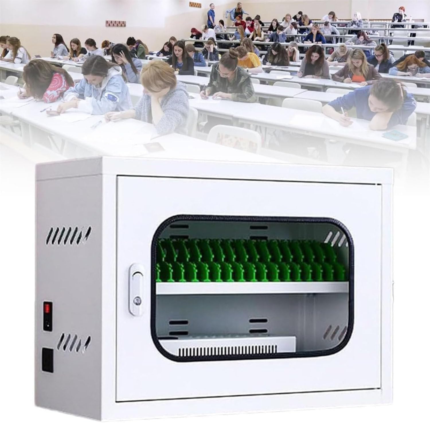 Lockable Phone Charging Station,Mobile Cell Phone Storage Locker Charger,Mobile Phone Charging Cabinet,12/20/30/40/50/60 Slots Phones Organized Cabinet,20Slots