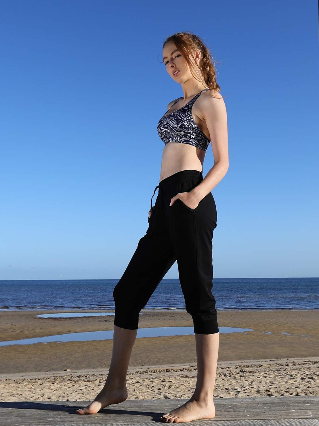 icyzone Women's French Terry Jogger Lounge Sweatpants - Active Capri Pants for Women - Image 3