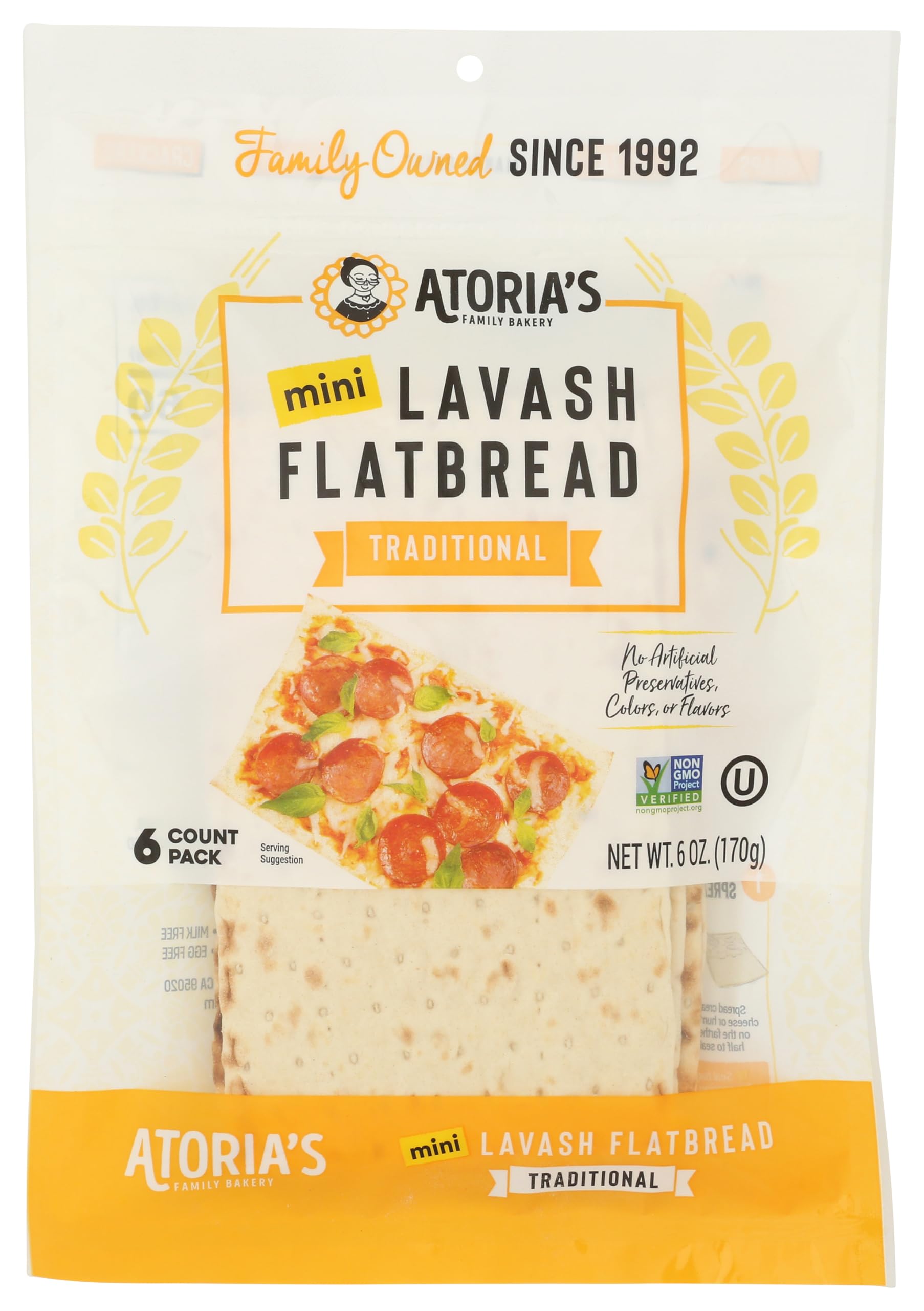Atoria's Family Bakery Mini Traditional Lavash Flatbread 8-Packs of 6 Sheets (48 Sheets) (8-Packs of 6 Sheets (48 Sheets))