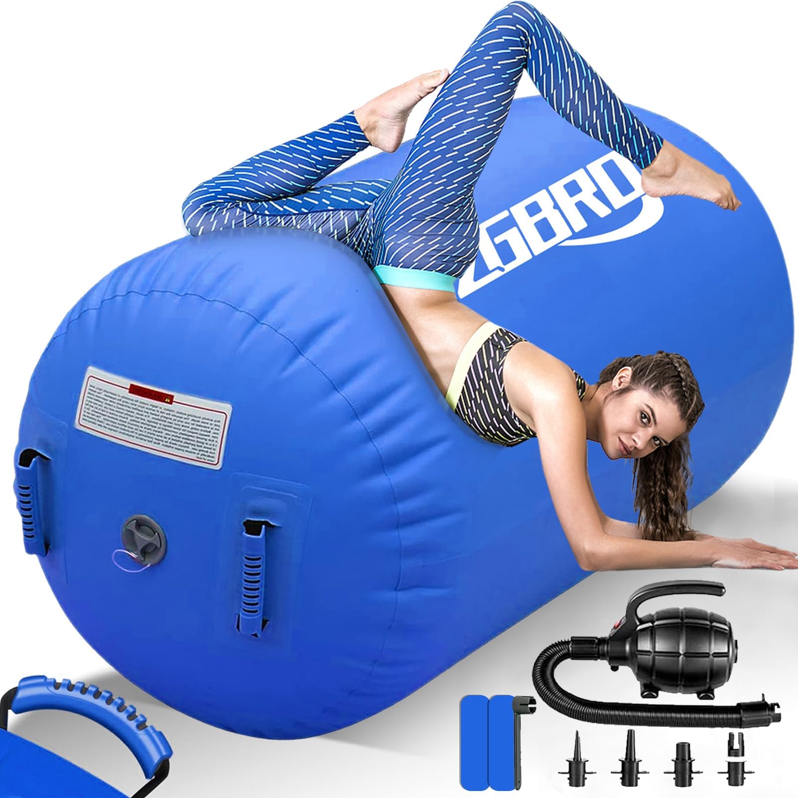 CZGBRO Air Roller Air Spot Gymnastics Air Barrel, Air Mat Tumble Track Gymnastic Equipment Inflatable Tumbler Backbend Trainer with Electric Pump for Yoga Cheerleading Home & Water Use