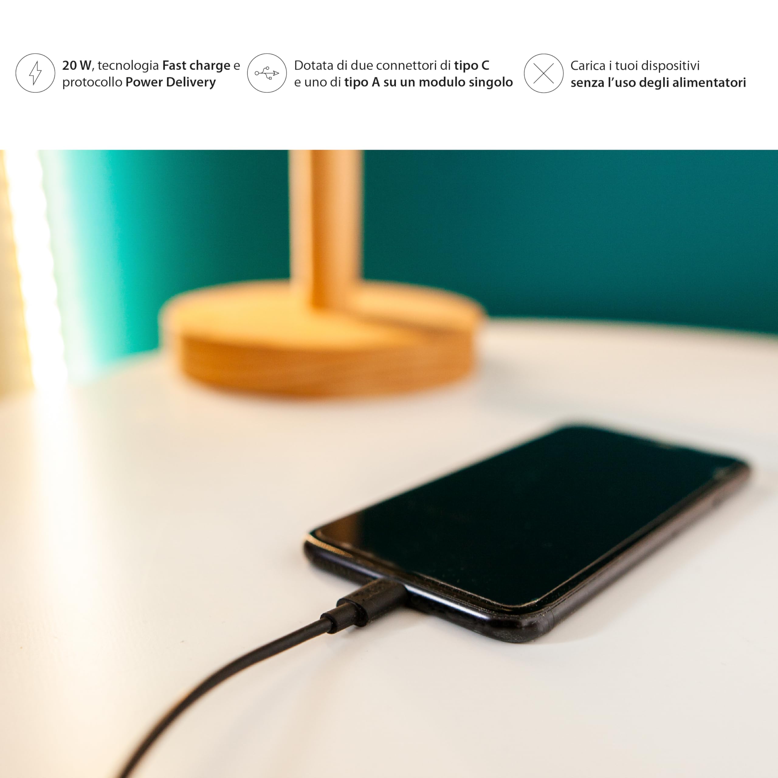 Interruttore 4 Vie USB Con PD 20W - Manopola Meccanica In Metallo, Per Parete - Foto 10