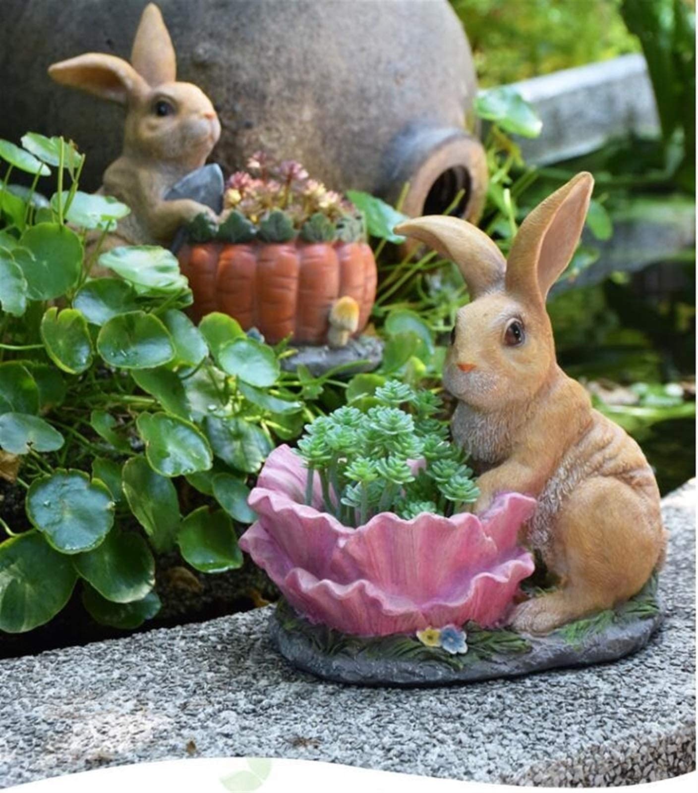 XJBTBA Maceta de Jardín Ornaments Garden Sculpture Crafts Resina succulente Fiore di Figurine Decorazione Decorazioni per la casa Esterna
