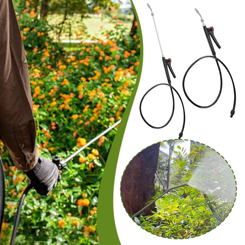 2 varillas pulverizadoras de repuesto, varita pulverizadora de acero inoxidable de 29 pulgadas con boquilla ajustable, cabezal de ducha de jardín con manguera ergonómica y mango de configuración de