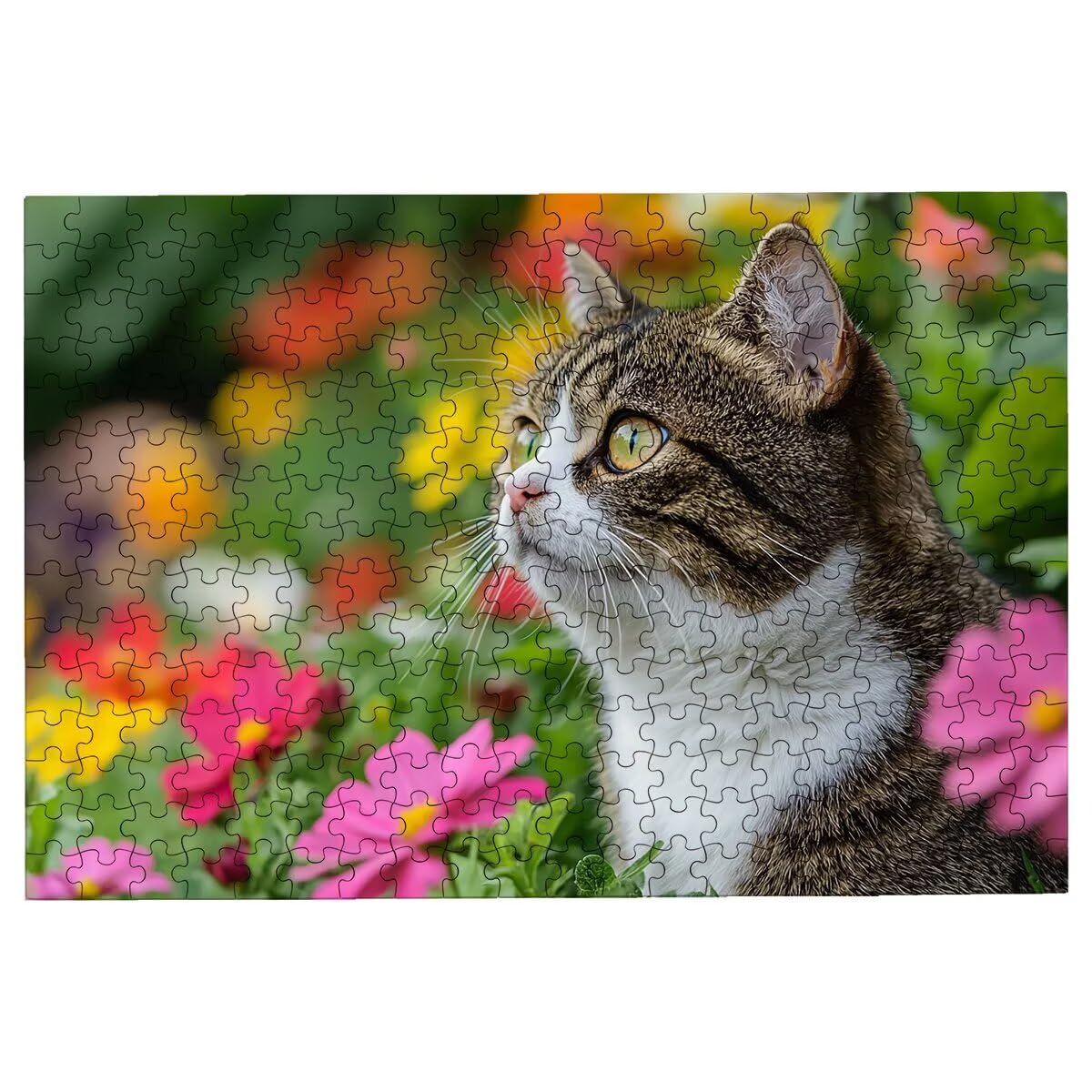 Puzzle 2000 sztuk dla dorosłych kotów, puzzle kwiat, puzzle 2000 sztuk dla dorosłych, drewniane puzzle z pudełkiem na prezent rozmiar 99x70 cm, wyzwanie puzzle dla całej rodziny, prezent dla kobiet