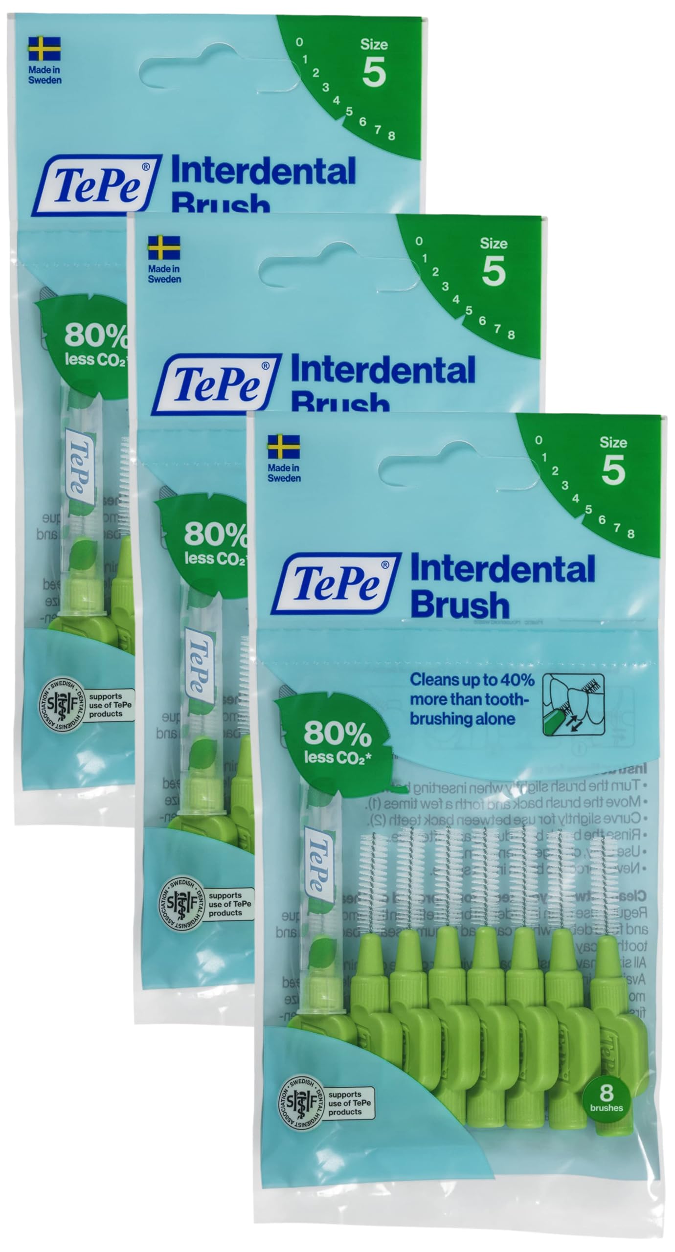 TePe Interdental Brush, Original, Yellow, 0.7mm/ISO 4, 8pcs, efficient Cleaning Between Teeth, Plaque Remover and Dental flosser for Small Gaps — view 35